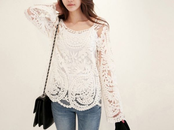 Camisa Floral Lace Crochet