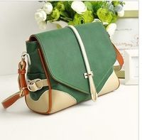 Bolsa Retro Zipper macio Handle Patchwork